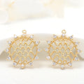 Factory Wholesale 14K Gold Plated Jewelry Making Accessories Zircon Mesh Pendant Sunflower Necklace Earrings Bracelet Charm