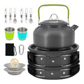 16-in-1 Camping Cookware Set Nesting Non-stick Pots Pans Stainless Steel Cups Plates Forks Knives Accessories Outdoor Cooking
