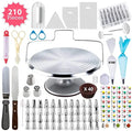 210 Piece Cake Decorating Supplies Kit Aluminium Rotating Turntable