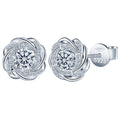 Fashion Jewelry 0.5ct Vvs d Moissanite Stud Earrings 925 Sterling Silver Flower Moissanite Earrings for Women
