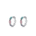 Wholesale Factory Price S925 Sterling Silver Colorful Enamel Earrings Exquisite Fashion Geometric Chain Hoop Earrings