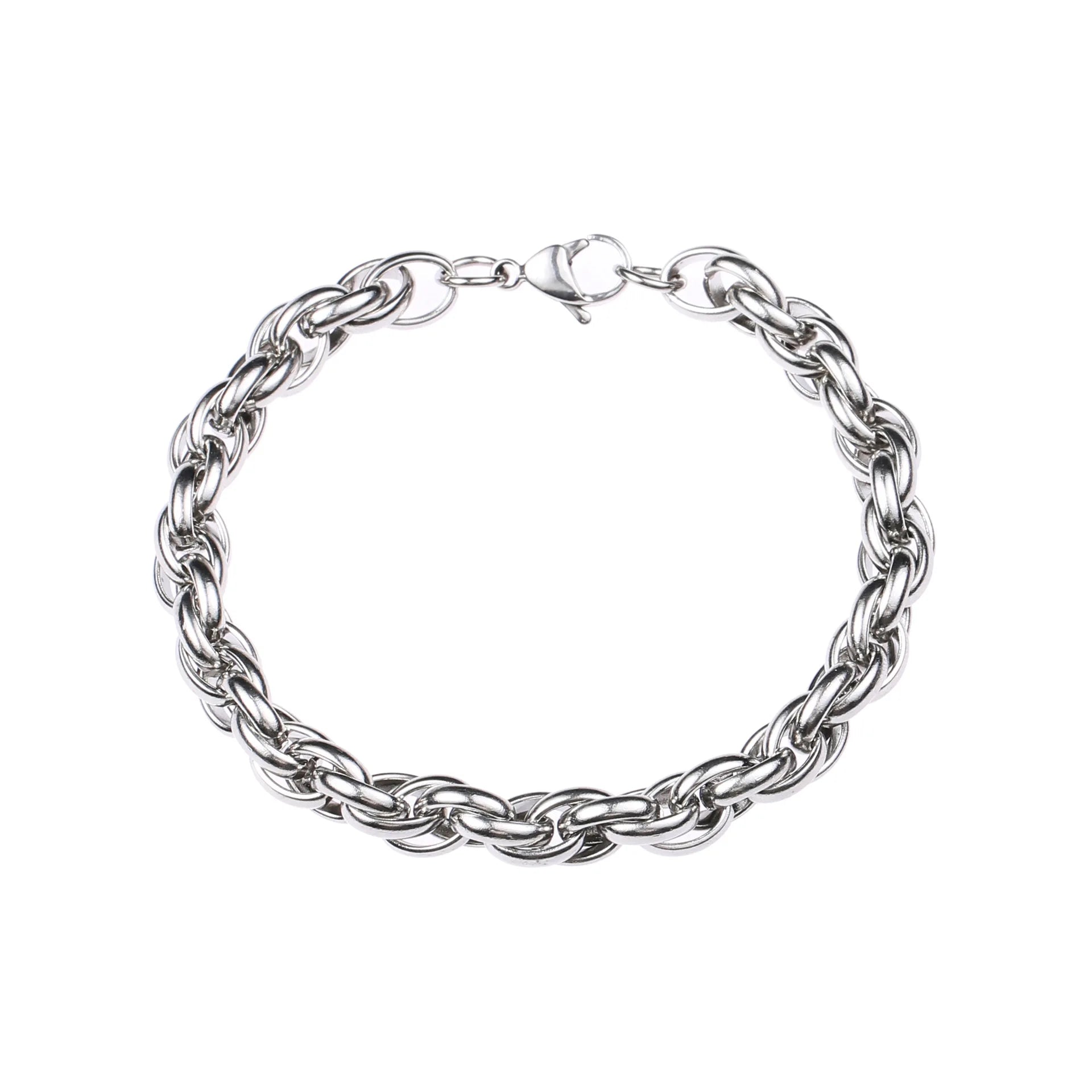 Vintage Jewelry Simple Man Stainless Steel Twisted Chain Bracelet