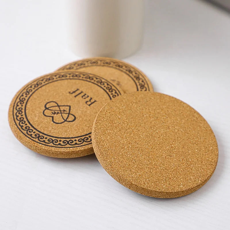 Custom UV Printed Round Cork Coaster Set Absorbent Blank Mats & Pads with Unique Design