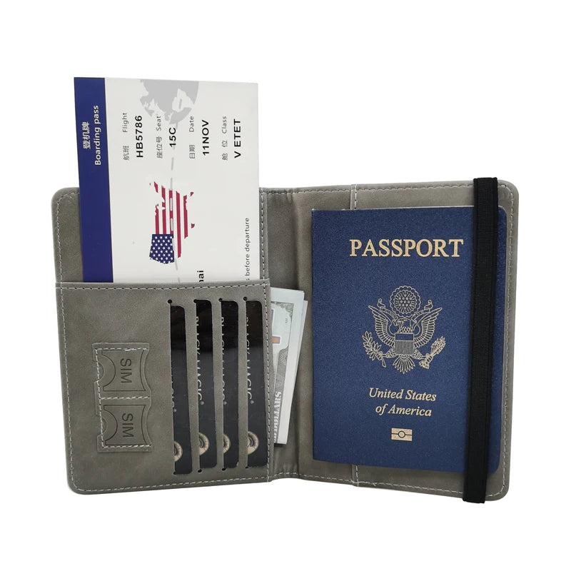 PU Leather RFID Blocking Best Seller Travel Passport Holder Cover Wallet With Card Case Slot Ticket Holder