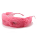 XY9366 Fashion Winter Warm Plush Christmas Eyewear Women Personality Furry Frame Party Glasses One Piece Faux Fur Sunglasses