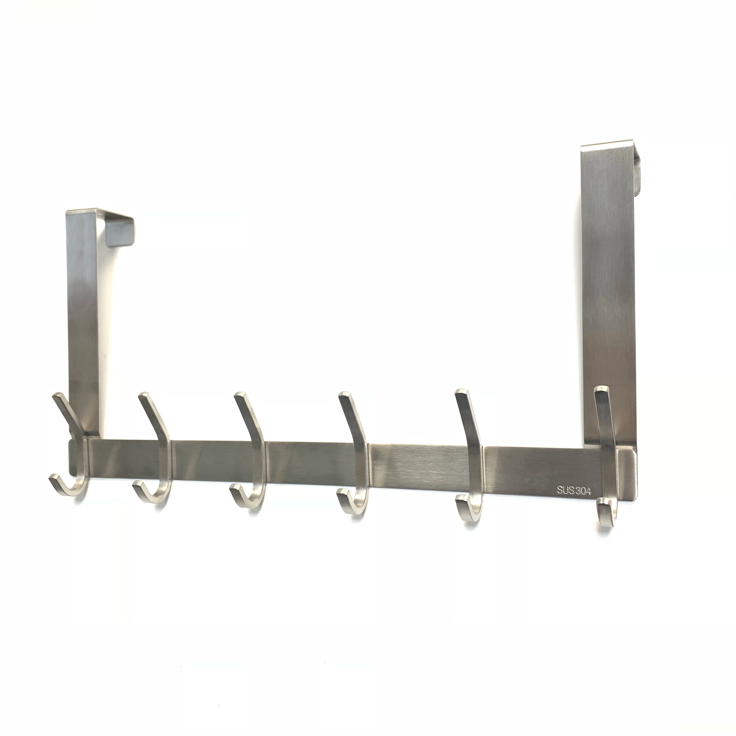 Hot Selling Stainless Steel 304 Wall Hooks Over the Door Clothes Hook 6 Hooks