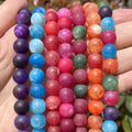 AsVrai U Natural Stone Beads Dull Polish Colorful Dragon Veins Agate Spacer Jewelry Making DIY Handmade Bracelet 6mm/8mm/10mm