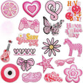 Iron on Embroidered Eco-Friendly PVC Fabric pink Snake Flower butterfly Lemon Star Cross Patch for Kid's Clothes Hat Bag