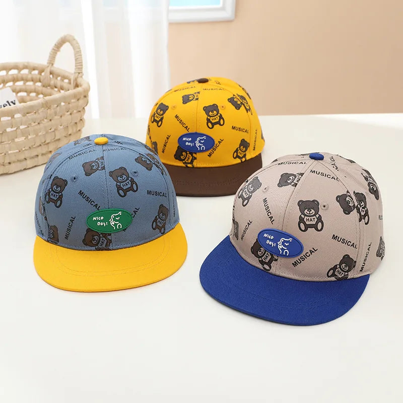 Full Printing logo Toddlers Hat Adjustable Strap for Boys Ages 2-6 Kids Cotton Hat