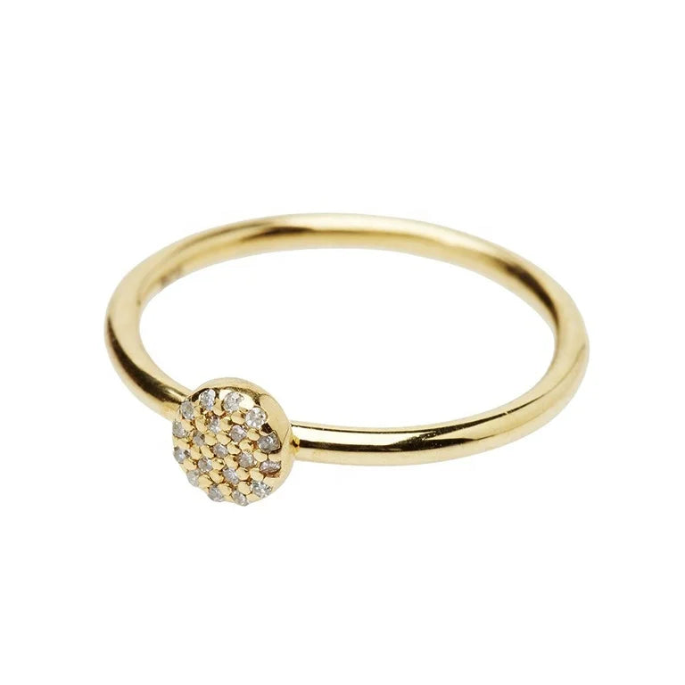 Milskye Women Sterling Silver Jewelry Pave Diamond Round 14k Gold Engagement Rings