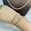 Cadermay Iced Out Moissanite Diamond Tennis Bracelets Yellow Gold Plated Silver925 3mm Round Moissanite Hiphop Bracelet Chains