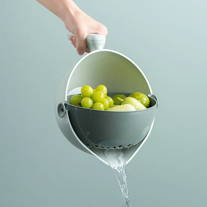 Original Design New Product Minimalist Style Vegetable Fruit Washing Bowl Kitchen Plastic Drain Basket