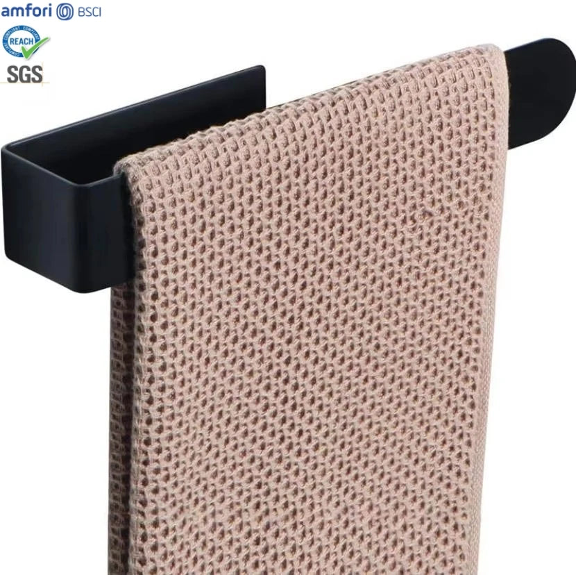 Adhesive No Drilling Towel Rack Satin Finish Bathroom Towel Hanger Kitchen Towel Holder Wall Mounted MegaBDM