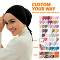 Women's 64-Color Strap Base Cap Hot Selling Ethnic Scarf Solid Color Mercerized Cotton Inner Cap for Muslim Department