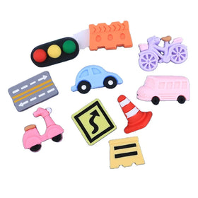 100pcs Mixed Mini Transportation Facilities Barricade Traffic Sign Car Resin Charms Flatback for Earring Keychain Jewelry DIY