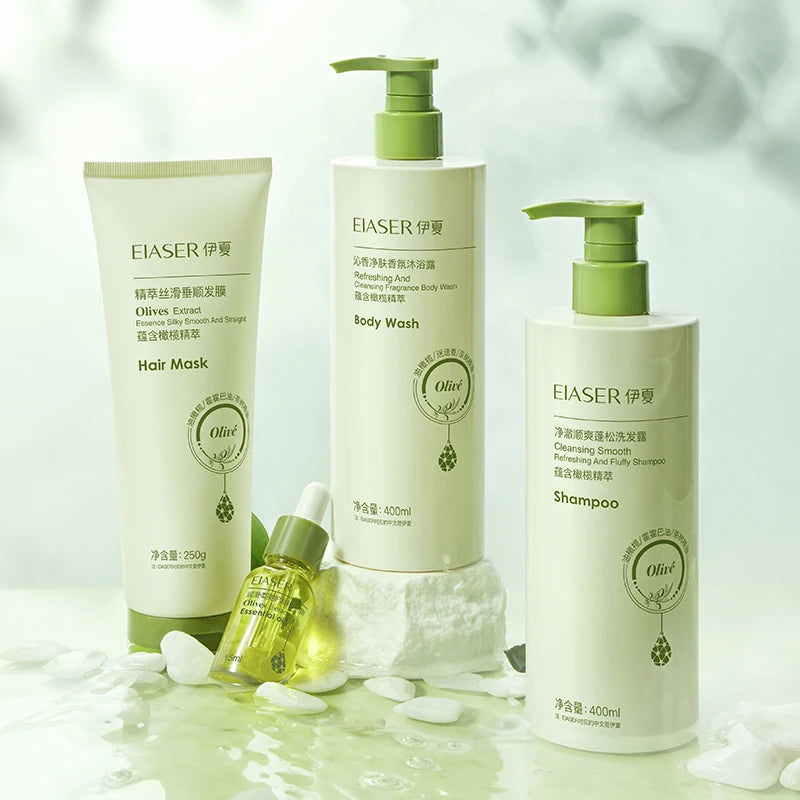 OEM Custom 6-Piece Bath Care Set Natural Organic Olive Oil Infused Dandruff Control Shampoo Nourishing Hair Mask Fragrant Shower