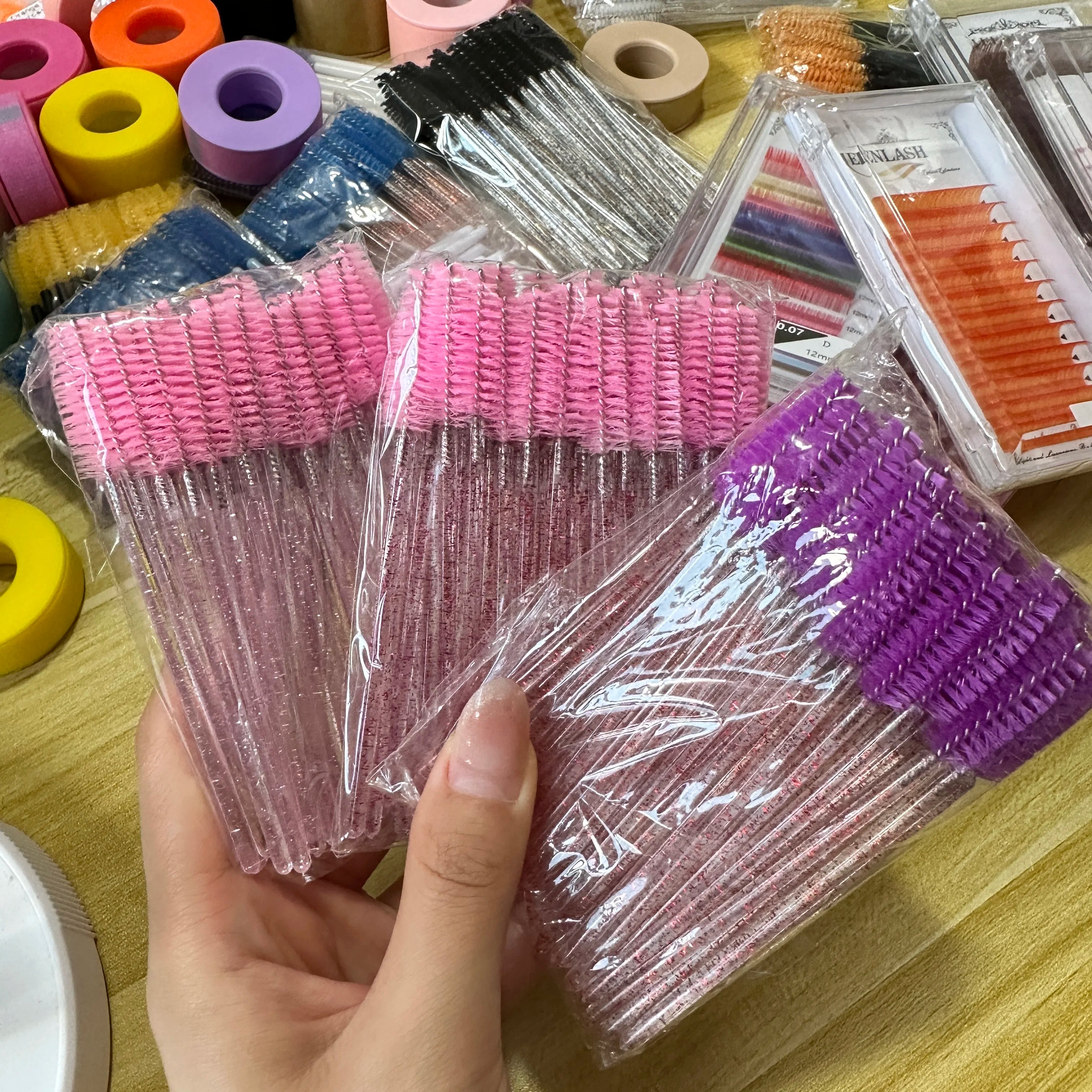 Mascara Spoolie Disposable White Applicator Silicone Lash Shampoo Micro Brushes for Eyelash Extensions Tool