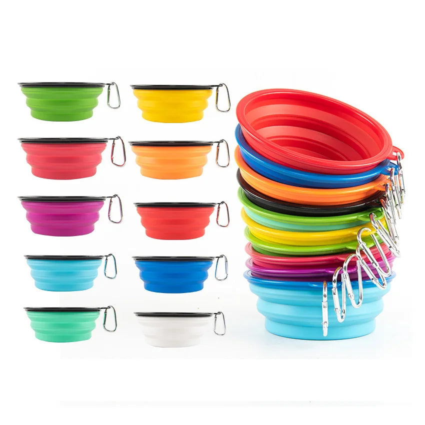 Foldable Pet Silicone Dog Food Water Bowl 1000ml Capacity Outdoor Camping Travel Portable Folding Pet Bowl Dishes Pet Products