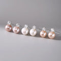Pink Purple White Natural Pearl Earrings 925 Sterling Silver clear Cz Earrings for Women