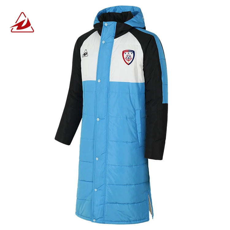 Custom Warm Windproof Hood Waterproof Long Cotton Soccer Jackets for Men Football Team Jackets Winter Cotton-Padded Coats
