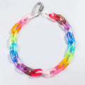 2024 Hip Hop New Colorful Gradient Laser Rainbow Matte Gorgeous Neon Chain Special Stainless Steel Choker Acrylic Necklace Man