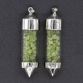 2026 Newest Accessories Natural Olivine Gravel Bullet-shaped Wishing Bottle Spirit Pendulum Drifting Bottle Pendant