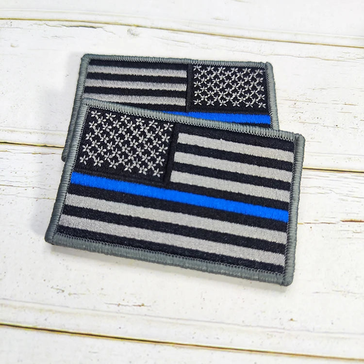 Wholesale Iron-On 7.5*5 cm Hook and Loop Backing Polyester Fabric American Flag Embroidery Patch for Hats
