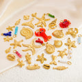 Wholesale Stainless Steel 18k Gold DIY Jewelry Ocean Series Starfish Bracelet Necklace Charms Pendant Jewelry