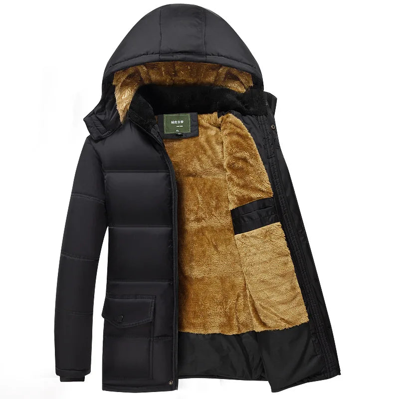 Winter Warm Windproof Windbreaker Mens Thick Big Tall Jacket Coat Outdoor Hooded Plus Size Men's Jacket