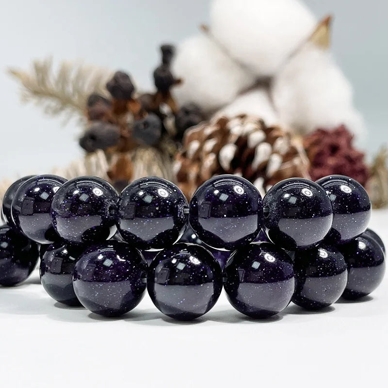 Wholesale Smooth Blue Sand Goldstone Gemstone Loose Beads for Jewelry Making 4mm 6mm 8mm 10mm 12mm 14mm