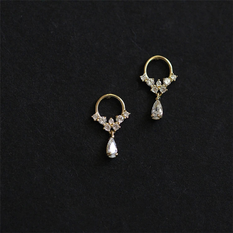 14k Gold Plating S925 Initial Earrings Cz Earrings Zircon Bulk Jewelry Earrings