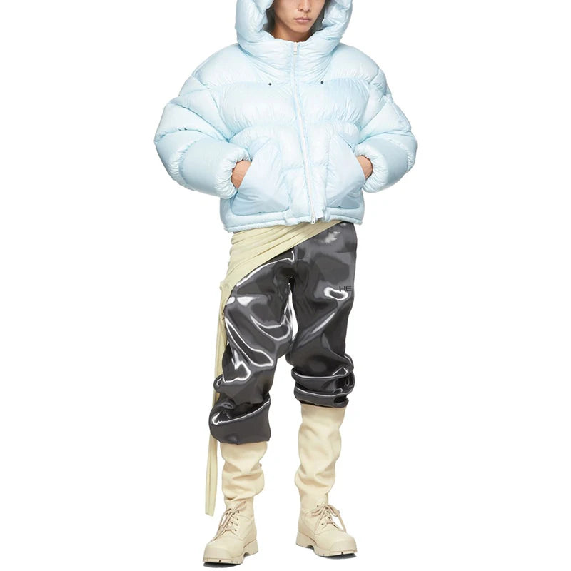 Custom Winter Full Zip Down Cropped Quilted Padded Coat Plus Size Men's Bubble Outdoor Bomber Streetwear Puffer Jacket Men
