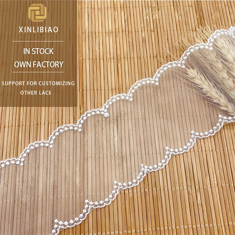 Water Soluble Embroidered Lace Fabric for Lolita Mesh Skirt & Clothing Accessories DIY Wave for Bags & Shoes