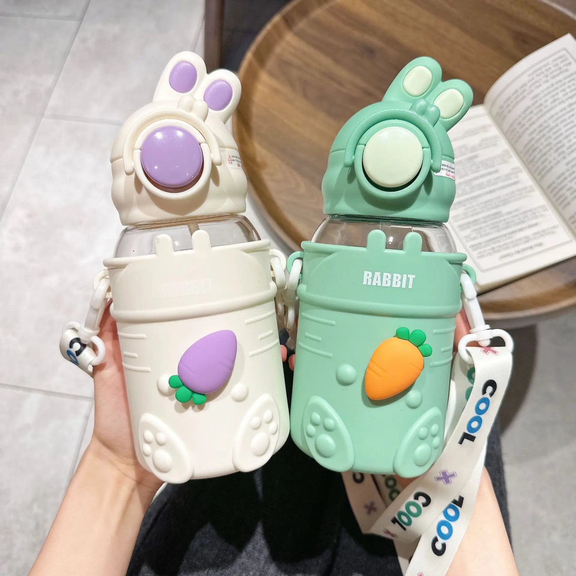 Cute High-Appearance Straw Cup for Kids Girls Plastic Oblique Span Anti-Hot Anti-Fall Cup Kindergarten Camping Outdoor Running