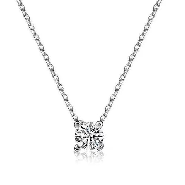 Custom Sparkling Delicate Zirconia Jewellery 18k Gold Plated 925 Sterling Silver Brilliant Cut Solitaire Claw Pendant Necklace