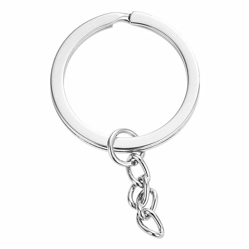 Vintage Style Alloy Four Link Chain Flat Keyring Fashion Round Keychain for Gifts and Accessories
