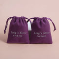 8*10cm Custom Logo Printed Soft Velvet Purple Pouch for Storing Necklaces and Bracelets Wedding Favor Gift Package