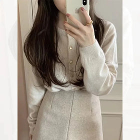 French Women's Pink Sweater for Autumn and Winter Lazy and Gentle Soft Glutinous Knit Top