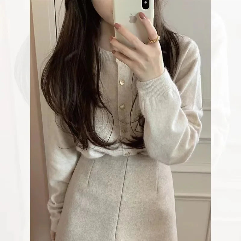French Women's Pink Sweater for Autumn and Winter Lazy and Gentle Soft Glutinous Knit  Top