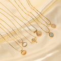 MECYLIFE  Stainless Steel 18K Gold Plated 18K Gold Plated Colorful Natural Stones Cat Eyes Opal Pendant Necklace for Women