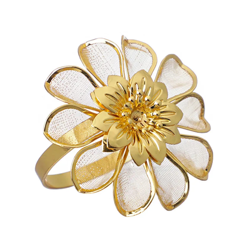 Simulation Flower Metal Napkin Electroplating Gold Napkin Ring