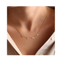 Initial Letter Name Necklace for Mama Stainless Steel Gold Chain Jewelry With Zircon for Mother's Day Gift