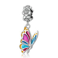 925 Sterling Silver Insect Colorful Butterfly Charm Bead Pendant Fit Original Bracelet Necklace for Women Jewelry DIY SCC2216