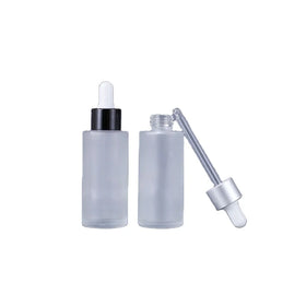 Hot Selling 30ml Frosted Glass Dropper Bottles with Black Lid for Essential Oil Cosmetic Skin Care Serum