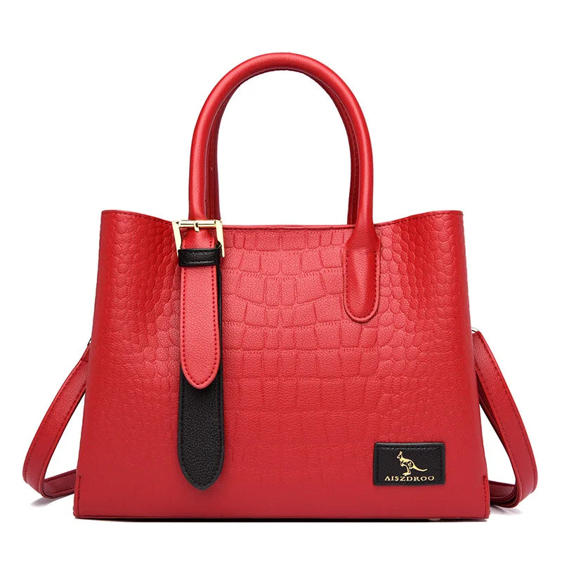New Trend Fashion PU Leather Luxury Designer Crocodile Pattern Handbags for Women Leather Ladies