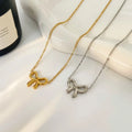 Bow Pendant Necklace Stainless Steel 18k Gold-plated Cute Collarbone Chain Necklace Fashion Jewelry 2026