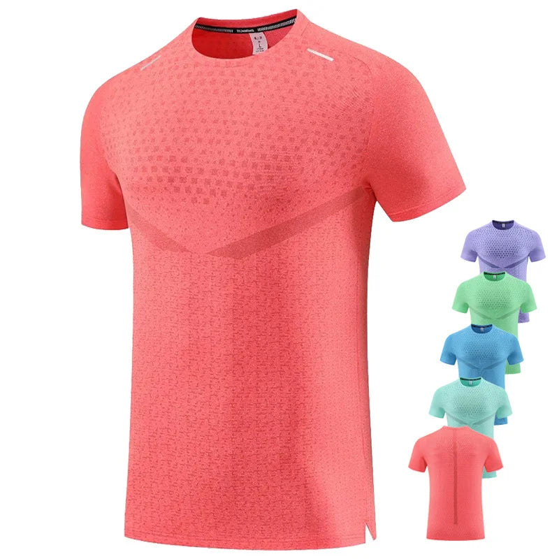 Men's Quick-Dry Ice Silk Sports Top Summer Thin Short-Sleeved Basketball Training New Active Sportswear