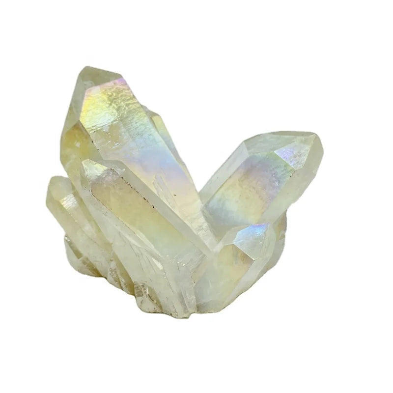 Natural Aura Clear Quartz Cluster Electroplate Colorful Crystal Cluster for Decoration