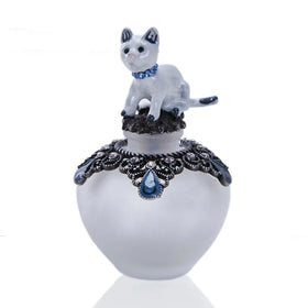 40ml Animal White Cat Frosted Oil Metal Perfume Bottle Empty Glass Essential Oil Refillable Decorative Attar Bottles #70297
