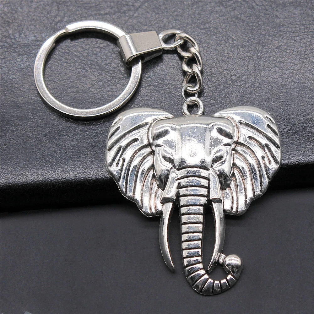 WYSIWYG 54x47mm Antique Silver Plated Antique Bronze Plated Zinc Alloy Elephant Keychain Accessories P2-ABD-C10518